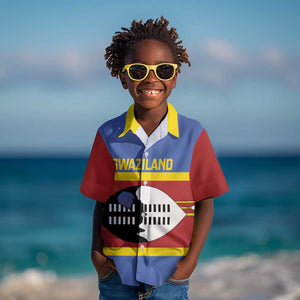 Afro Swaziland Kid Hawaiian Shirt Siyinqaba Eswatini Flag Style - African Pride