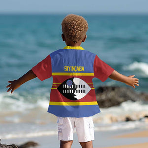 Afro Swaziland Kid Hawaiian Shirt Siyinqaba Eswatini Flag Style - African Pride