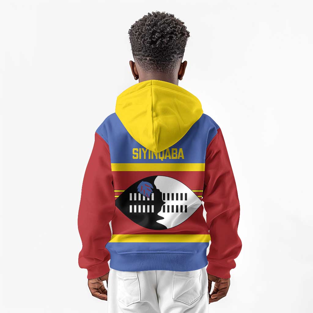 Afro Swaziland Kid Hoodie Siyinqaba Eswatini Flag Style - African Pride