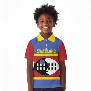 Afro Swaziland Kid Polo Shirt Siyinqaba Eswatini Flag Style - African Pride