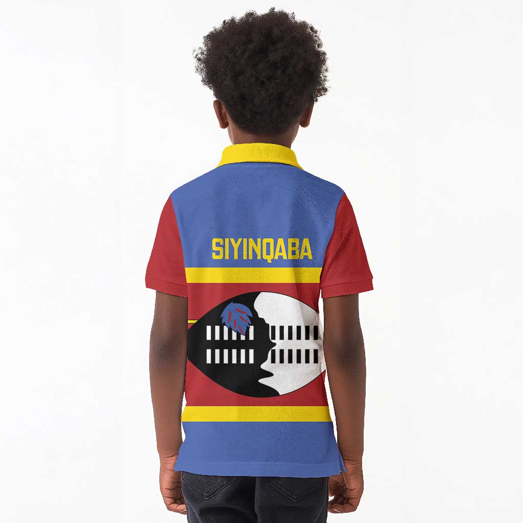 Afro Swaziland Kid Polo Shirt Siyinqaba Eswatini Flag Style - African Pride