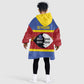 Afro Swaziland Kid Wearable Blanket Hoodie Siyinqaba Eswatini Flag Style - African Pride