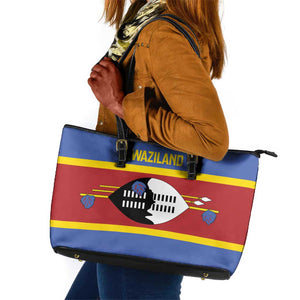 Afro Swaziland Leather Tote Bag Siyinqaba Eswatini Flag Style - African Pride