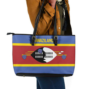 Afro Swaziland Leather Tote Bag Siyinqaba Eswatini Flag Style - African Pride