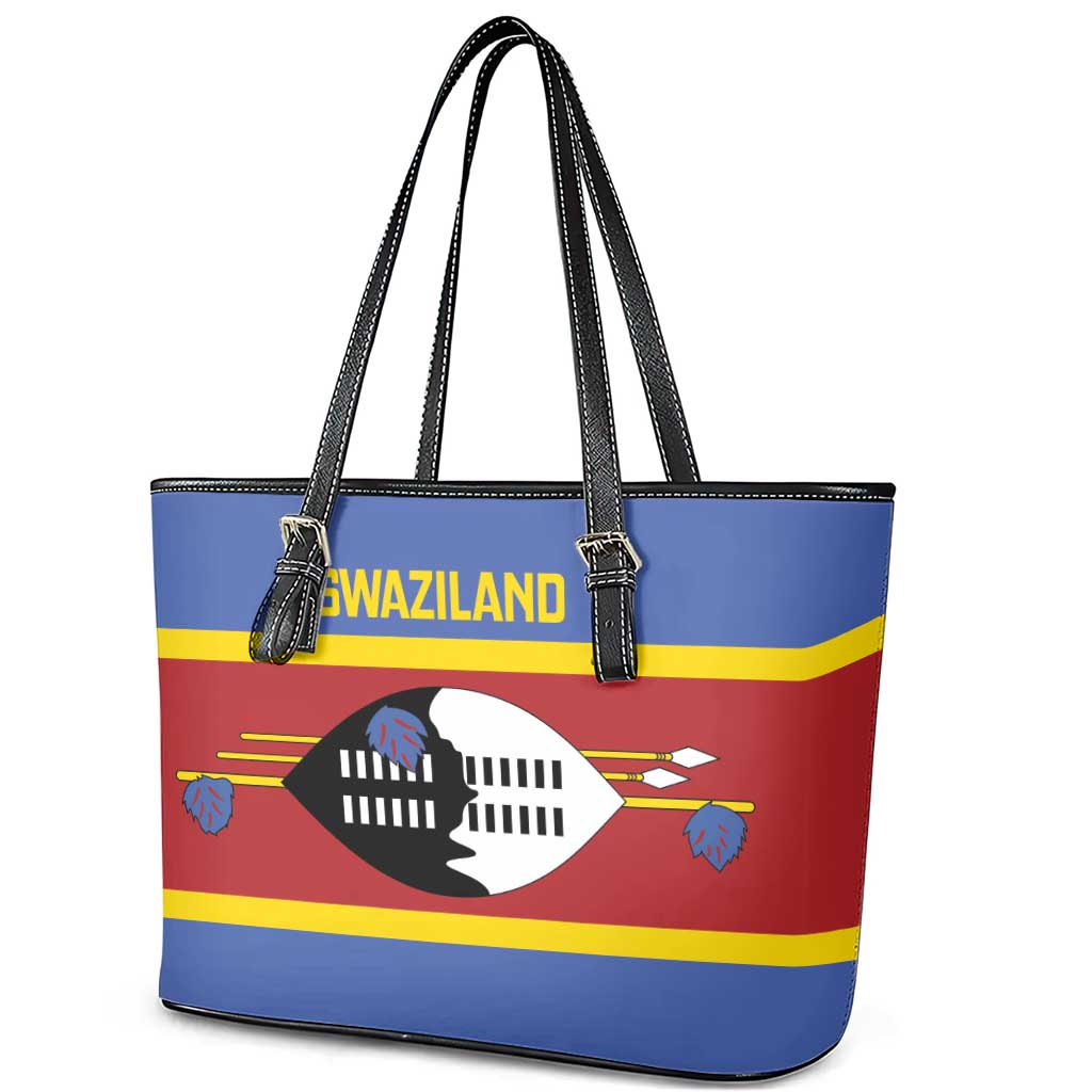 Afro Swaziland Leather Tote Bag Siyinqaba Eswatini Flag Style - African Pride