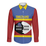 Afro Swaziland Long Sleeve Button Shirt Siyinqaba Eswatini Flag Style - African Pride