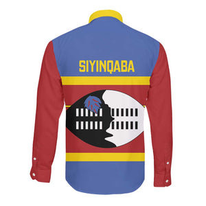 Afro Swaziland Long Sleeve Button Shirt Siyinqaba Eswatini Flag Style - African Pride