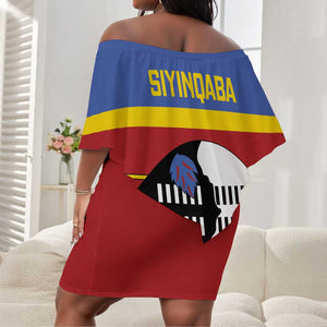 Afro Swaziland Off Shoulder Short Dress Siyinqaba Eswatini Flag Style - African Pride