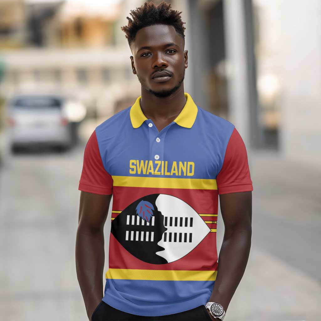 Afro Swaziland Polo Shirt Siyinqaba Eswatini Flag Style - African Pride
