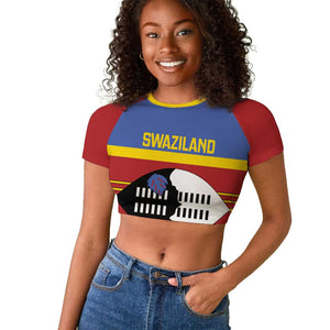 Afro Swaziland Raglan Cropped T shirt Siyinqaba Eswatini Flag Style - African Pride