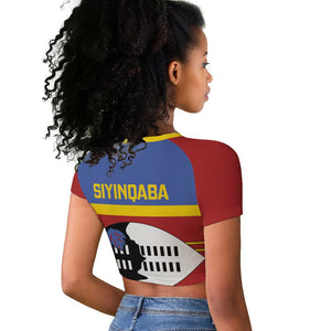Afro Swaziland Raglan Cropped T shirt Siyinqaba Eswatini Flag Style - African Pride