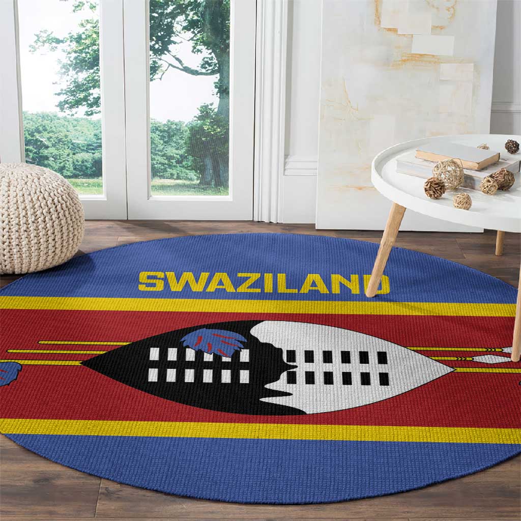 Afro Swaziland Round Carpet Siyinqaba Eswatini Flag Style - African Pride