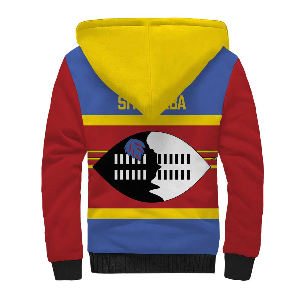 Afro Swaziland Sherpa Hoodie Siyinqaba Eswatini Flag Style - African Pride