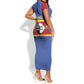 Afro Swaziland Short Sleeve Bodycon Dress Siyinqaba Eswatini Flag Style - African Pride