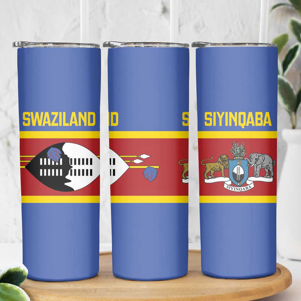 Afro Swaziland Skinny Tumbler Siyinqaba Eswatini Flag Style - African Pride