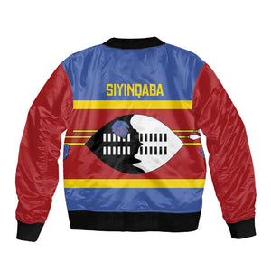 Afro Swaziland Sleeve Zip Bomber Jacket Siyinqaba Eswatini Flag Style - African Pride