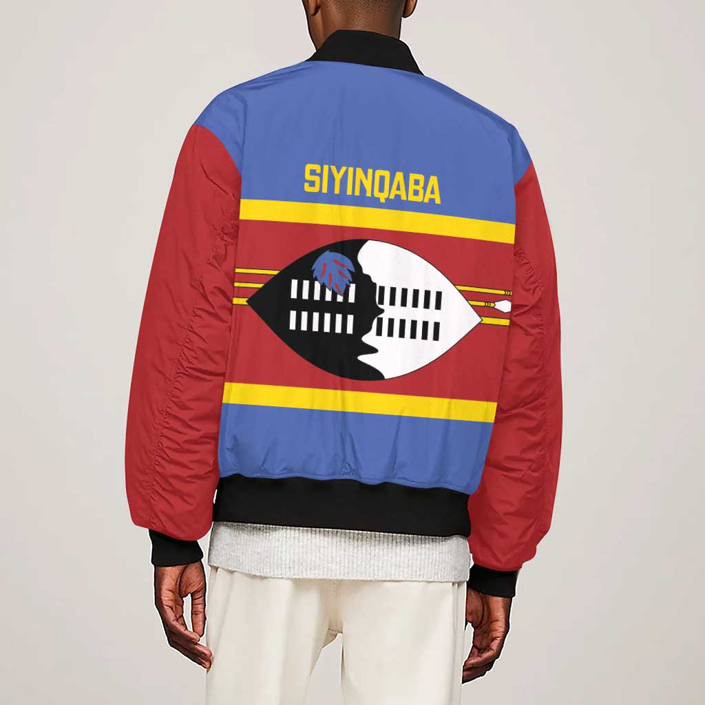 Afro Swaziland Sleeve Zip Bomber Jacket Siyinqaba Eswatini Flag Style - African Pride