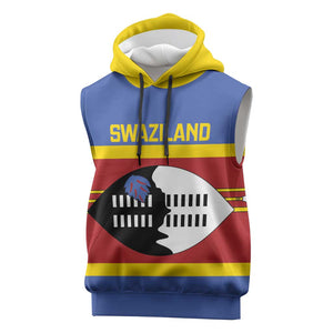 Afro Swaziland Sleeveless Hoodie Siyinqaba Eswatini Flag Style - African Pride