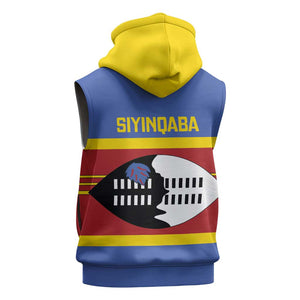 Afro Swaziland Sleeveless Hoodie Siyinqaba Eswatini Flag Style - African Pride