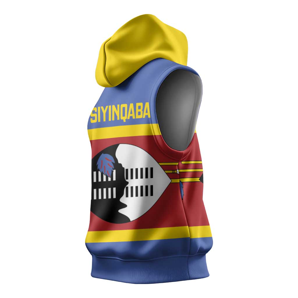 Afro Swaziland Sleeveless Hoodie Siyinqaba Eswatini Flag Style - African Pride