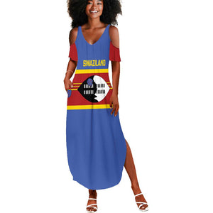 Afro Swaziland Summer Maxi Dress Siyinqaba Eswatini Flag Style - African Pride