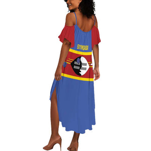 Afro Swaziland Summer Maxi Dress Siyinqaba Eswatini Flag Style - African Pride