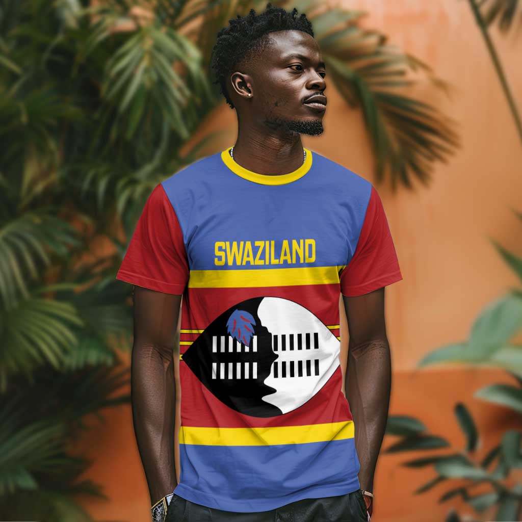 Afro Swaziland T shirt Siyinqaba Eswatini Flag Style - African Pride