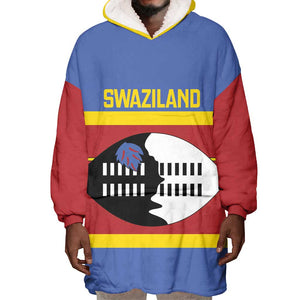 Afro Swaziland Wearable Blanket Hoodie Siyinqaba Eswatini Flag Style - African Pride