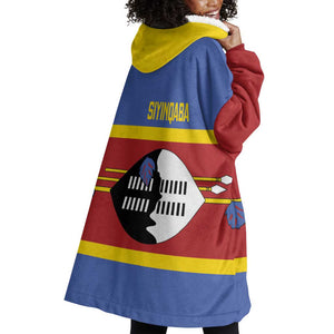 Afro Swaziland Wearable Blanket Hoodie Siyinqaba Eswatini Flag Style - African Pride