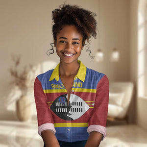 Afro Swaziland Women Casual Shirt Siyinqaba Eswatini Flag Style - African Pride