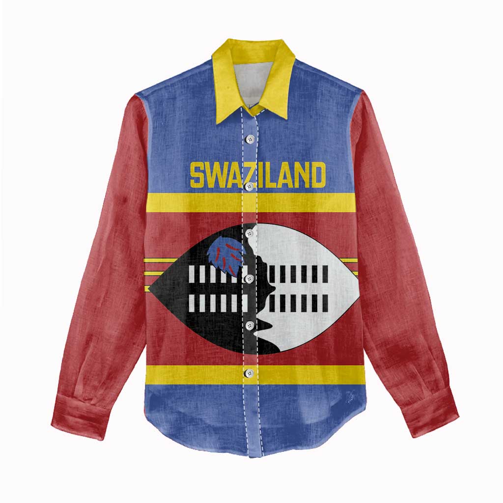 Afro Swaziland Women Casual Shirt Siyinqaba Eswatini Flag Style - African Pride