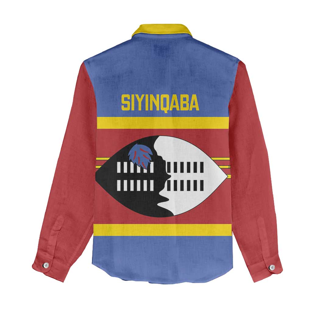 Afro Swaziland Women Casual Shirt Siyinqaba Eswatini Flag Style - African Pride