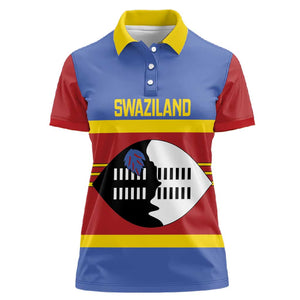 Afro Swaziland Women Polo Shirt Siyinqaba Eswatini Flag Style - African Pride