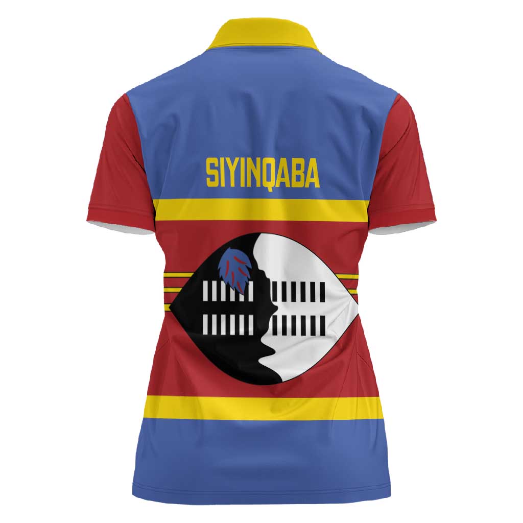 Afro Swaziland Women Polo Shirt Siyinqaba Eswatini Flag Style - African Pride