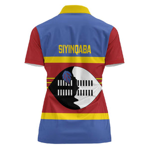 Afro Swaziland Women Polo Shirt Siyinqaba Eswatini Flag Style - African Pride