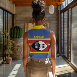 Afro Swaziland Women Sleeveless Polo Shirt Siyinqaba Eswatini Flag Style - African Pride