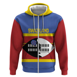 Afro Swaziland Zip Hoodie Siyinqaba Eswatini Flag Style - African Pride