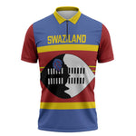 Swaziland Zipper Polo Shirt Siyinqaba Eswatini Flag Style