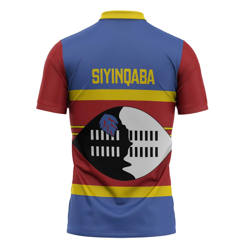 Swaziland Zipper Polo Shirt Siyinqaba Eswatini Flag Style