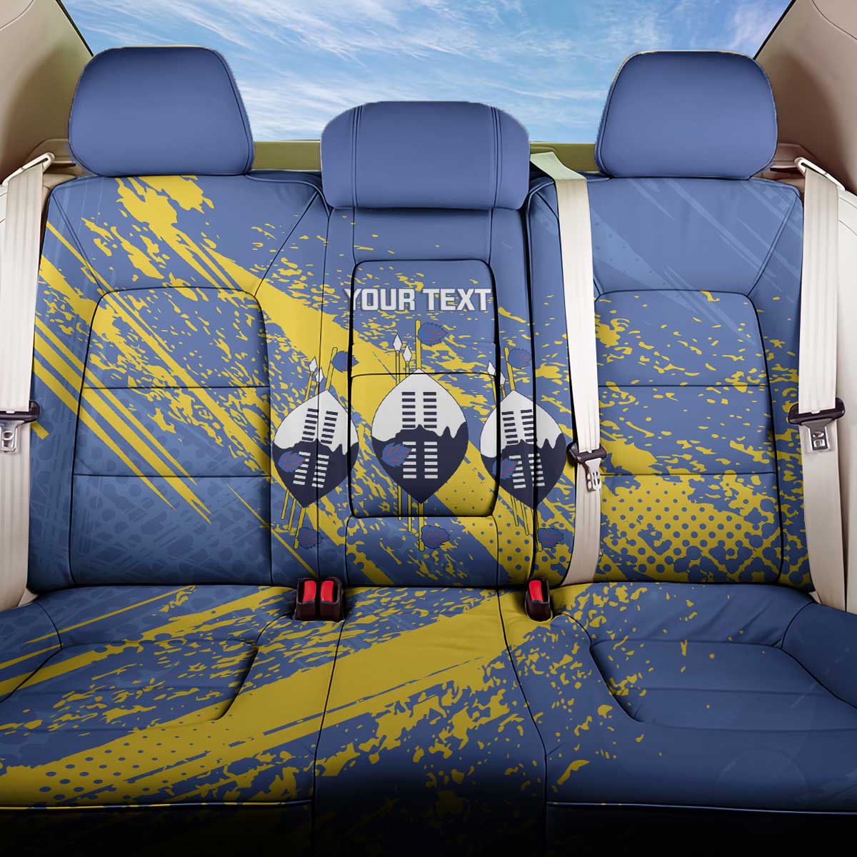 Eswatini Football Custom Back Car Seat Cover Sihlangu Semnikati Blue - African Pride
