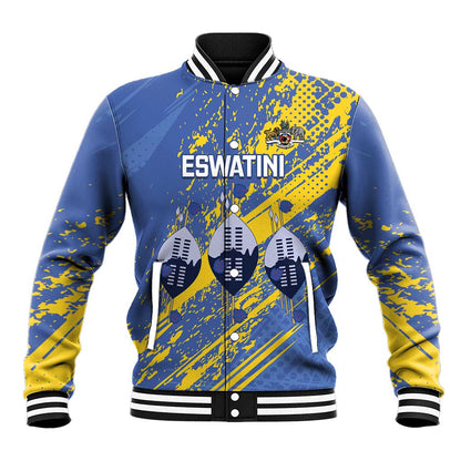 Eswatini Football Custom Baseball Jacket Sihlangu Semnikati Blue - African Pride
