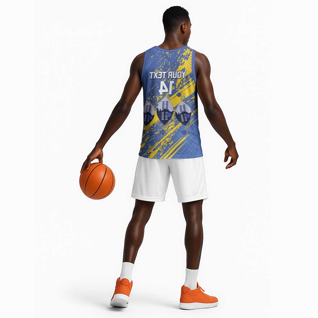 Eswatini Football Custom Basketball Jersey Sihlangu Semnikati Blue - African Pride