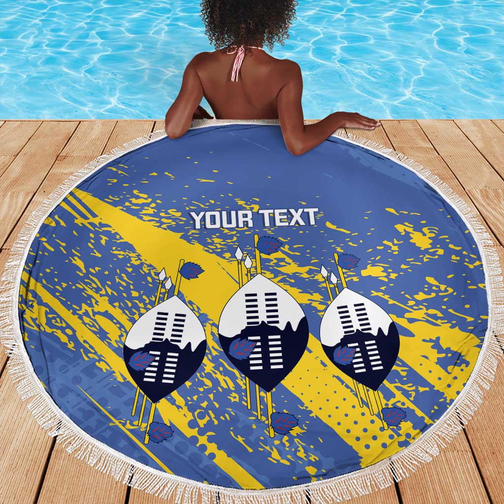 Eswatini Football Custom Beach Blanket Sihlangu Semnikati Blue - African Pride