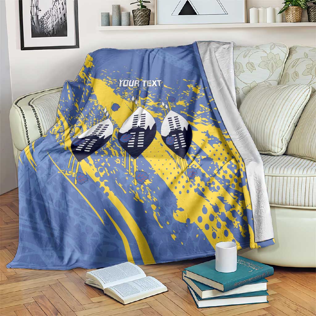 Eswatini Football Custom Blanket Sihlangu Semnikati Blue - African Pride