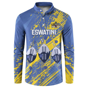 Eswatini Football Custom Button Sweatshirt Sihlangu Semnikati Blue