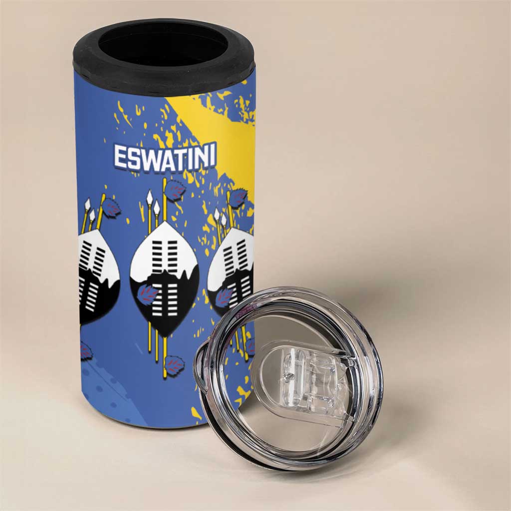 Eswatini Football Custom 4 in 1 Can Cooler Tumbler Sihlangu Semnikati Blue - African Pride