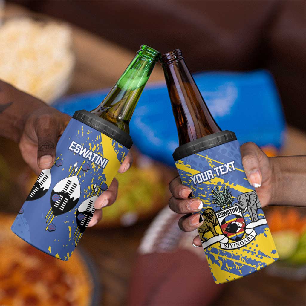 Eswatini Football Custom 4 in 1 Can Cooler Tumbler Sihlangu Semnikati Blue - African Pride