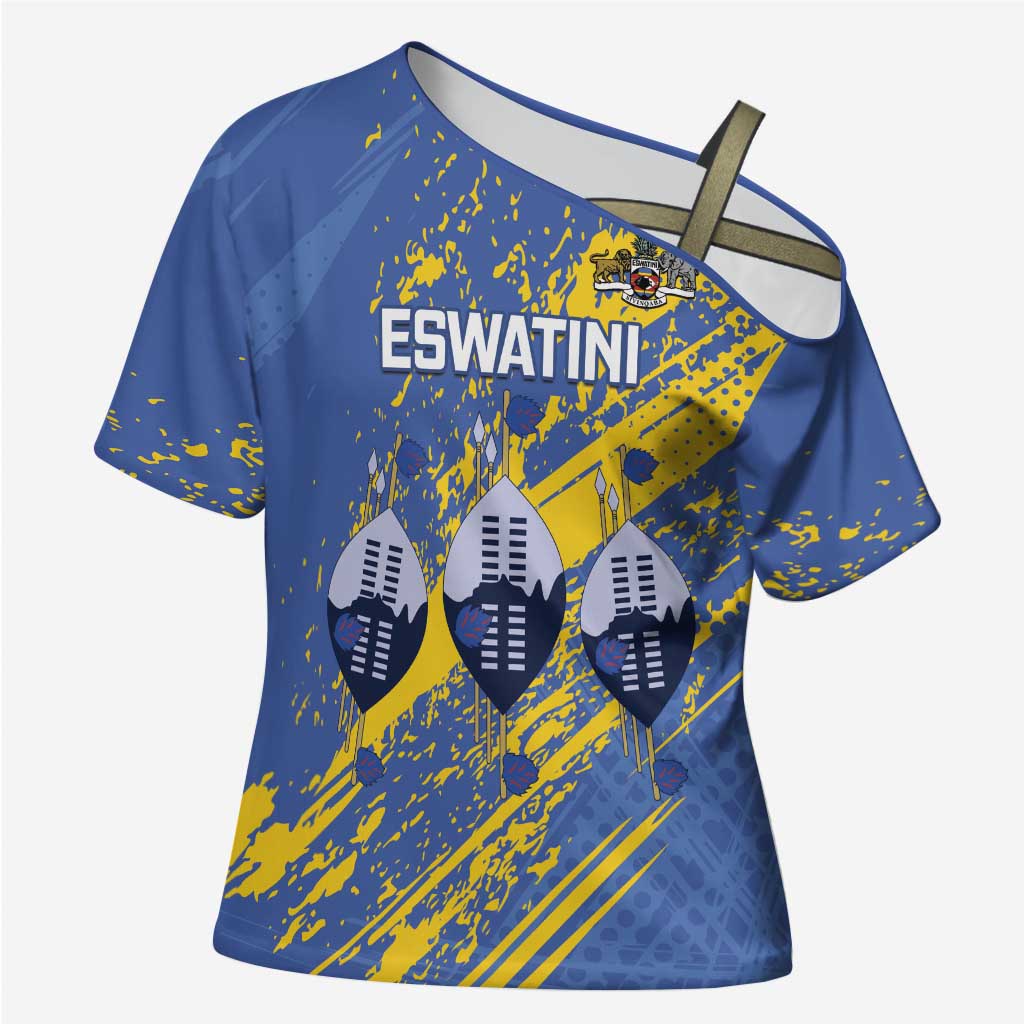 Eswatini Football Custom Cross Shoulder Shirt Sihlangu Semnikati Blue