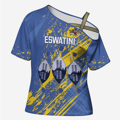 Eswatini Football Custom Cross Shoulder Shirt Sihlangu Semnikati Blue