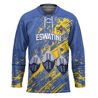 Eswatini Football Custom Hockey Jersey Sihlangu Semnikati Blue